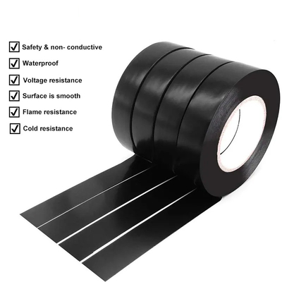 La cinta eléctrica resistente del PVC modificó ignífugo para requisitos particulares negro