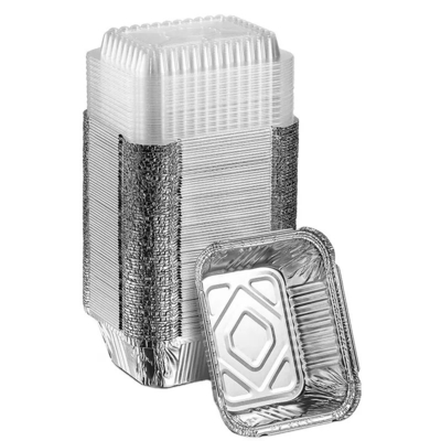 Caja para llevar de aluminio oblonga de la comida de los envases de 1 libra 450ml con la tapa