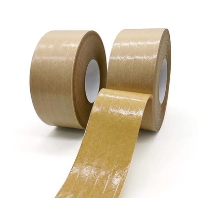 Cinta de papel auta-adhesivo de cinta de papel reforzada fibra de vidrio del paquete de Flatback Kraft