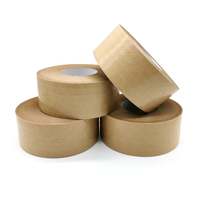 Cinta de papel auta-adhesivo de cinta de papel reforzada fibra de vidrio del paquete de Flatback Kraft
