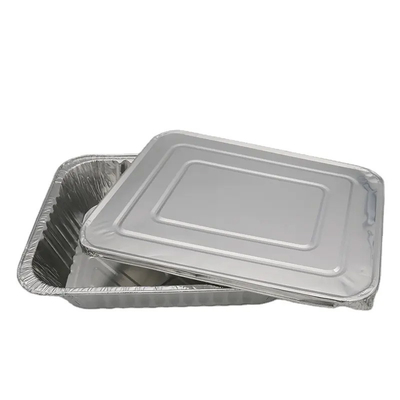Papel de aluminio medio Tray Disposable Aluminium Foil Take fuera de los envases con la tapa