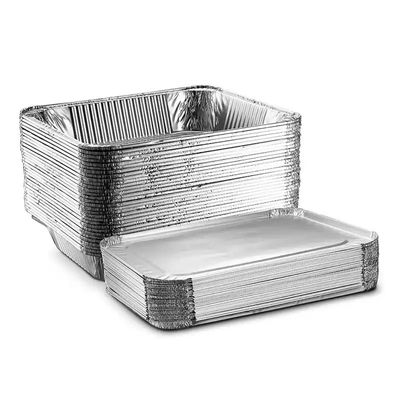 Papel de aluminio medio Tray Disposable Aluminium Foil Take fuera de los envases con la tapa
