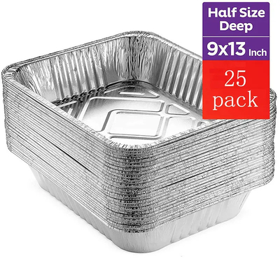 Papel de aluminio medio Tray Disposable Aluminium Foil Take fuera de los envases con la tapa