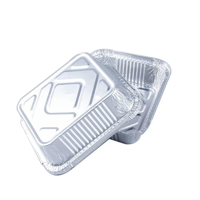 Bandeja desechable del papel del rectángulo de los contenedores de almacenamiento del papel de aluminio del acondicionamiento de los alimentos con las tapas